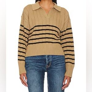 PISTOLA Arlo Polo Sweater - Tan Noir Stripe